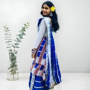 Women's blue and white saree for traditional ethnic fashion